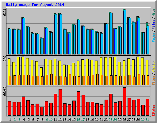 Daily usage for August 2014