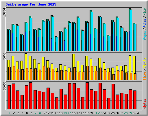 Daily usage for June 2025